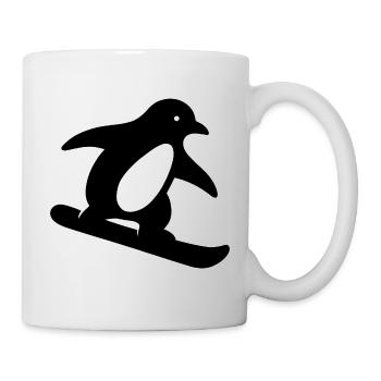 Minimalist Penguin Snowboard Winter Getaway - Mug - white - Right