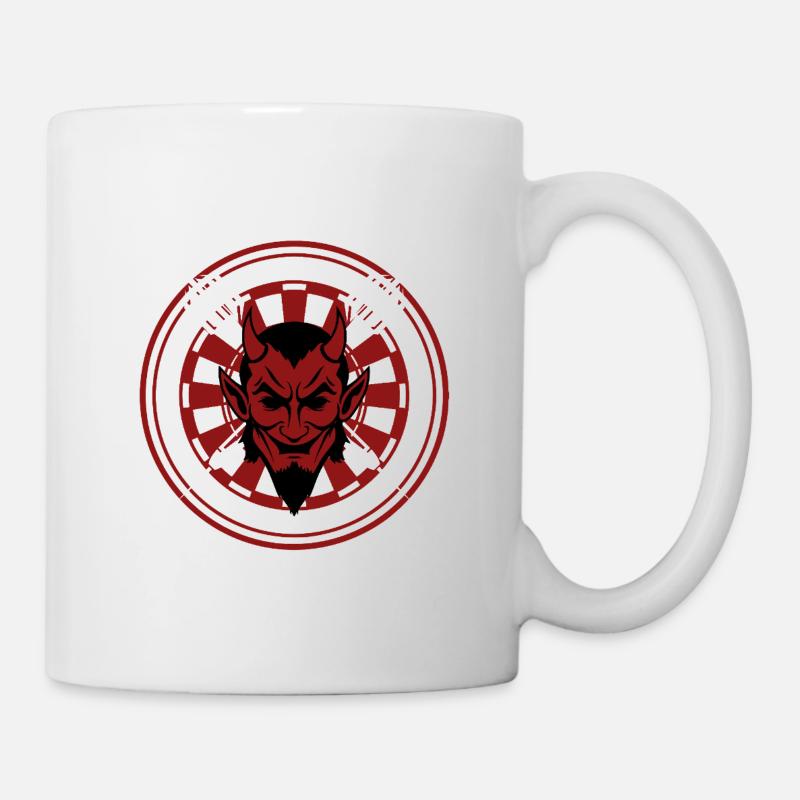 Darts, bullseye, dartboard and devil. - Mug - white