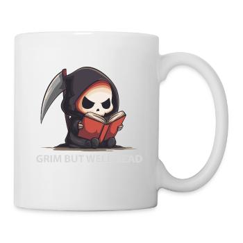 Reading Reaper – Dark Cute Humor - Mug - white - Right