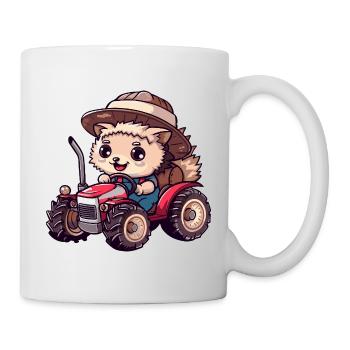 Hedgehog Tractor Farmer - Mug - white - Right