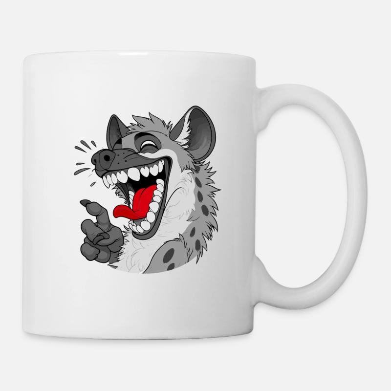 Lachende Hyäne Cartoon - Tasse - Weiß