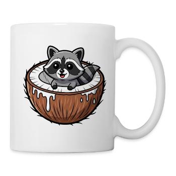 Süßer Waschbär Cartoon Palme Frucht Kokosnuss - Mug blanc - blanc - Droite