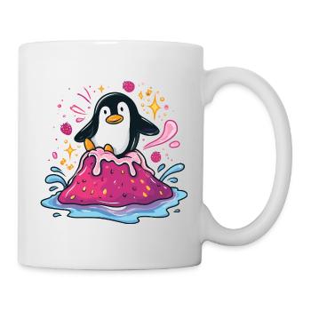 Pinguin auf pinker Marmelade-Welle - Tasse - Weiß - Rechts
