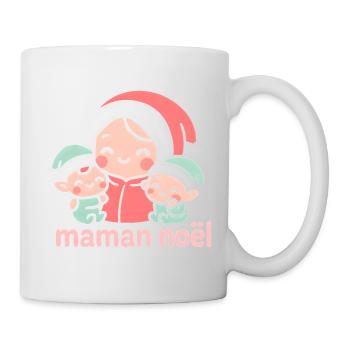 Maman Noël et ses deux bébés kawaii - Mug blanc - blanc - Droite