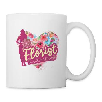 Florist Vintage Garten Design mit Blumen und Herz - Tasse - Weiß - Rechts