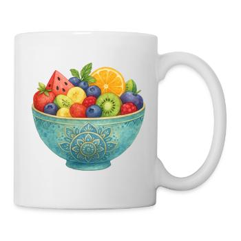 Watercolor Fruit in Mandala Fruit Bowl Healthy Fruits - Mug - white - Right