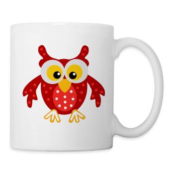 Red Owl with Dots - Mug - white - Right