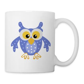 Lustige Eule in Blau - Tasse - Weiß - Rechts