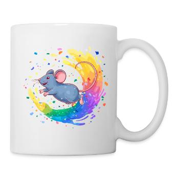Bunte Maus im Farbwirbel - Tasse - Weiß - Rechts