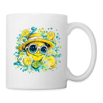 Zitrus Lächeln mit Hut und Brille - Tasse - Weiß - Rechts