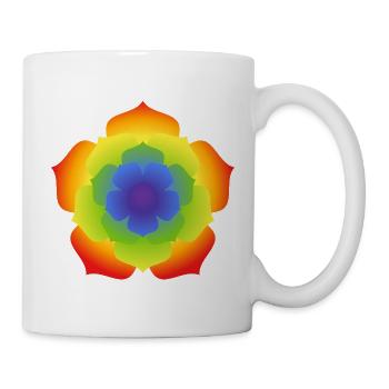 Regenbogenlotus-Mandala-Blüte - Tasse - Weiß - Rechts