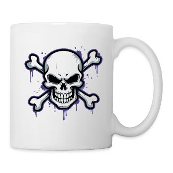Düsterer Skull mit Knochen - Tasse - Weiß - Rechts