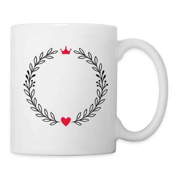 Wreath laurel wreath with heart and crown - Mug - white - Right
