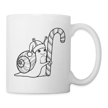 Süße Weihnachtsschnecke mit Candy Cane - Tasse - Weiß - Rechts