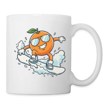Coole Snowboard Orange mit Sonnenbrille - Tasse - Weiß - Rechts