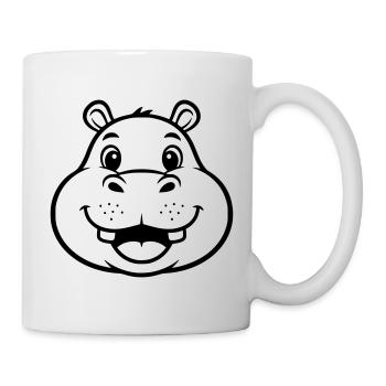 Laughing Hippo Face Head Vector - Mug - white - Right