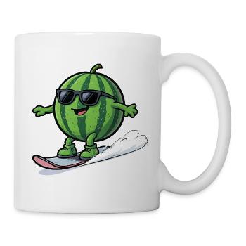 Snowboard pastèque avec des lunettes de soleil - Mug blanc - blanc - Droite