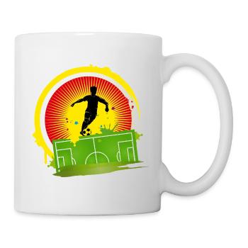 Dynamische Fußball Silhouette-farbiger Hintergrund - Tasse - Weiß - Rechts