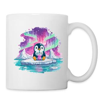 Pinguin auf Eis mit pinkem Drink - Mug - white - Right
