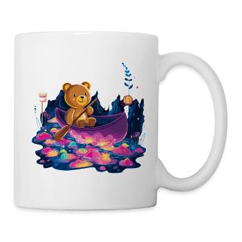 Bär im bunten Kanu im Neonland - Tasse - Weiß - Rechts