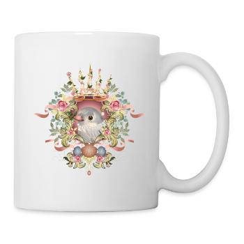 Delicate bird in floral ornamental frame in pastel - Mug - white - Right
