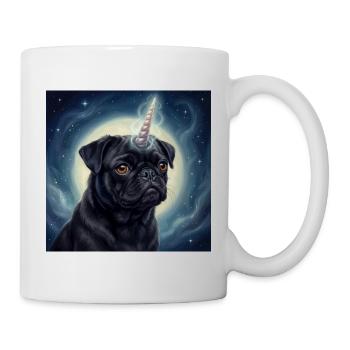 Kosmischer Einhorn-Mops - Tasse - Weiß - Rechts
