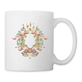 Baroque frame with crown, roses & shell ornament - Mug - white - Right
