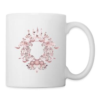 Rosa Barockrahmen mit Krone & floralen Ornamenten - Tasse - Weiß - Rechts