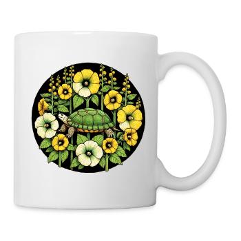 Tortue parmi les Fleurs Dorées - Mug blanc - blanc - Droite