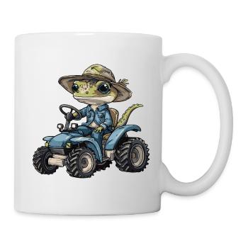 Echse Traktor Farmer - Tasse - Weiß - Rechts