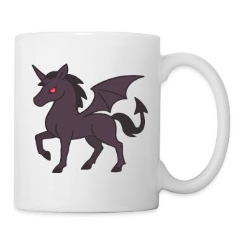 Licorne Démoniaque Sombre aux Ailes et aux Yeux Rouges - Mug blanc - blanc - Droite
