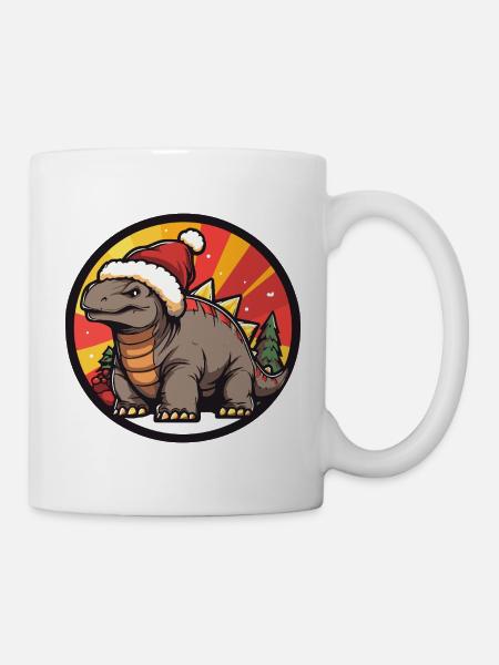 Dinosaurier Comic Santa - Tasse - Weiß