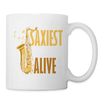 Sax Saxophon Lustige Saxophonisten Männer - Tasse - Weiß - Rechts