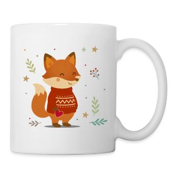 Süßer Fuchs im Pullover mit Herz - Tasse - Weiß - Rechts