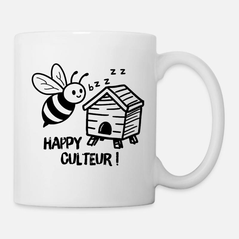 Beekeeper, Happy Grower Bee with a Beehive - Mug - white