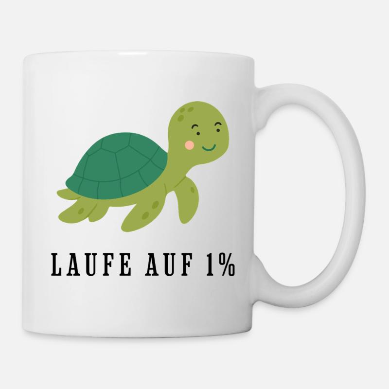 Cuddly Green Turtle Motif - Mug - white