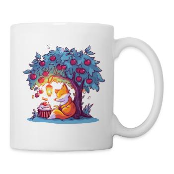Kirschenbaum-Fuchs bei Laterne - Tasse - Weiß - Rechts
