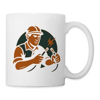 Silhouette d’électricien - Mug blanc - blanc - Droite