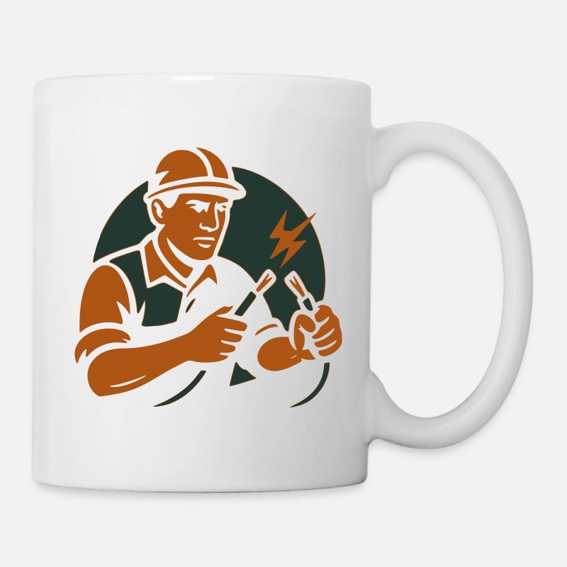 elektriker silhouette - Tasse - Weiß