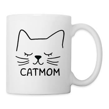 Cat Cat Mom Cat Mom Silhouette Outline Lineart - Mug - white - Right
