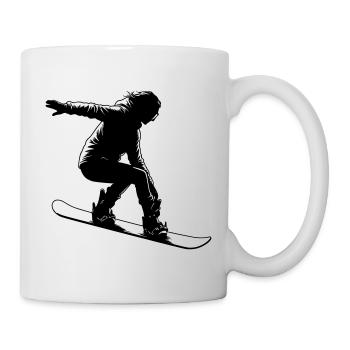 Snowboarderin mit eleganter Pose - Tasse - Weiß - Rechts