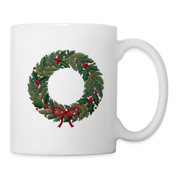 Embroidered Christmas wreath, scalable (printed) - Mug - white - Right