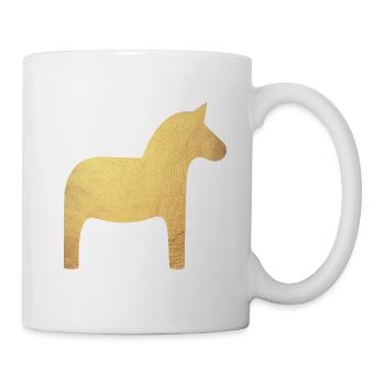 Dalapferd Gold Schweden Weihnachten Deko Luxus  - Tasse - Weiß - Rechts