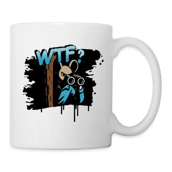 WTF Maus mit Fernglas lustiges Comic Motiv - Tasse - Weiß - Rechts
