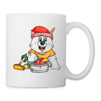 Curling player polar bear - Mug - white - Right