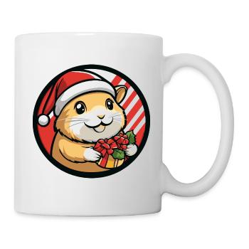 Hamster mit Weihnachtsgeschenk - Tasse - Weiß - Rechts