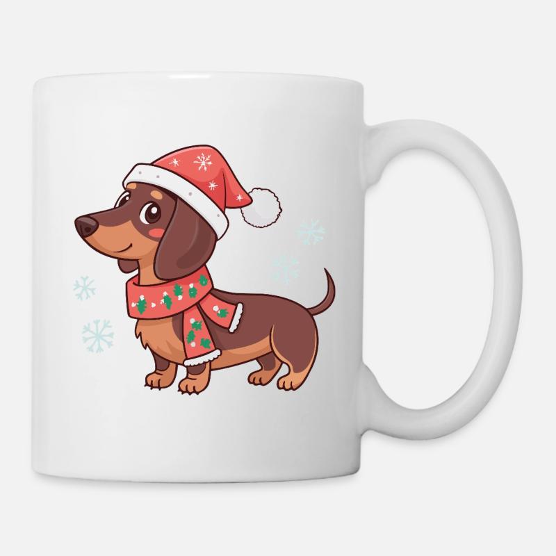 Dackel, warmes Weihnachten - Tasse - Weiß