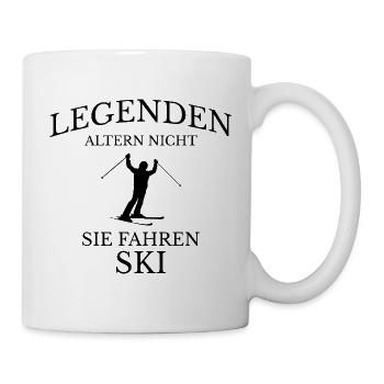 Legenden Fahren Ski Spruch Design - Tasse - Weiß - Rechts