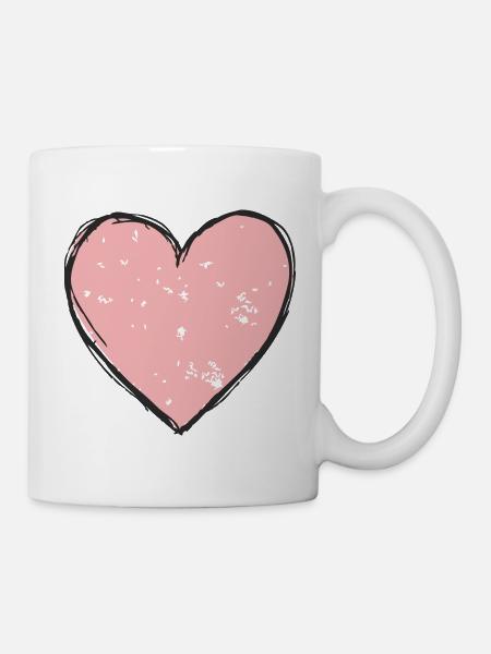 Herz in pink - Tasse - Weiß