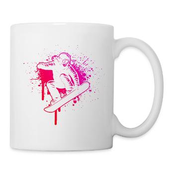 Minimalistisches Snowboard Motiv - Tasse - Weiß - Rechts